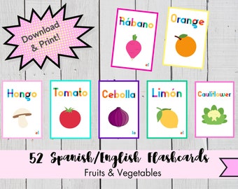 Spanish/English Flashcards, Fruits and Vegetables