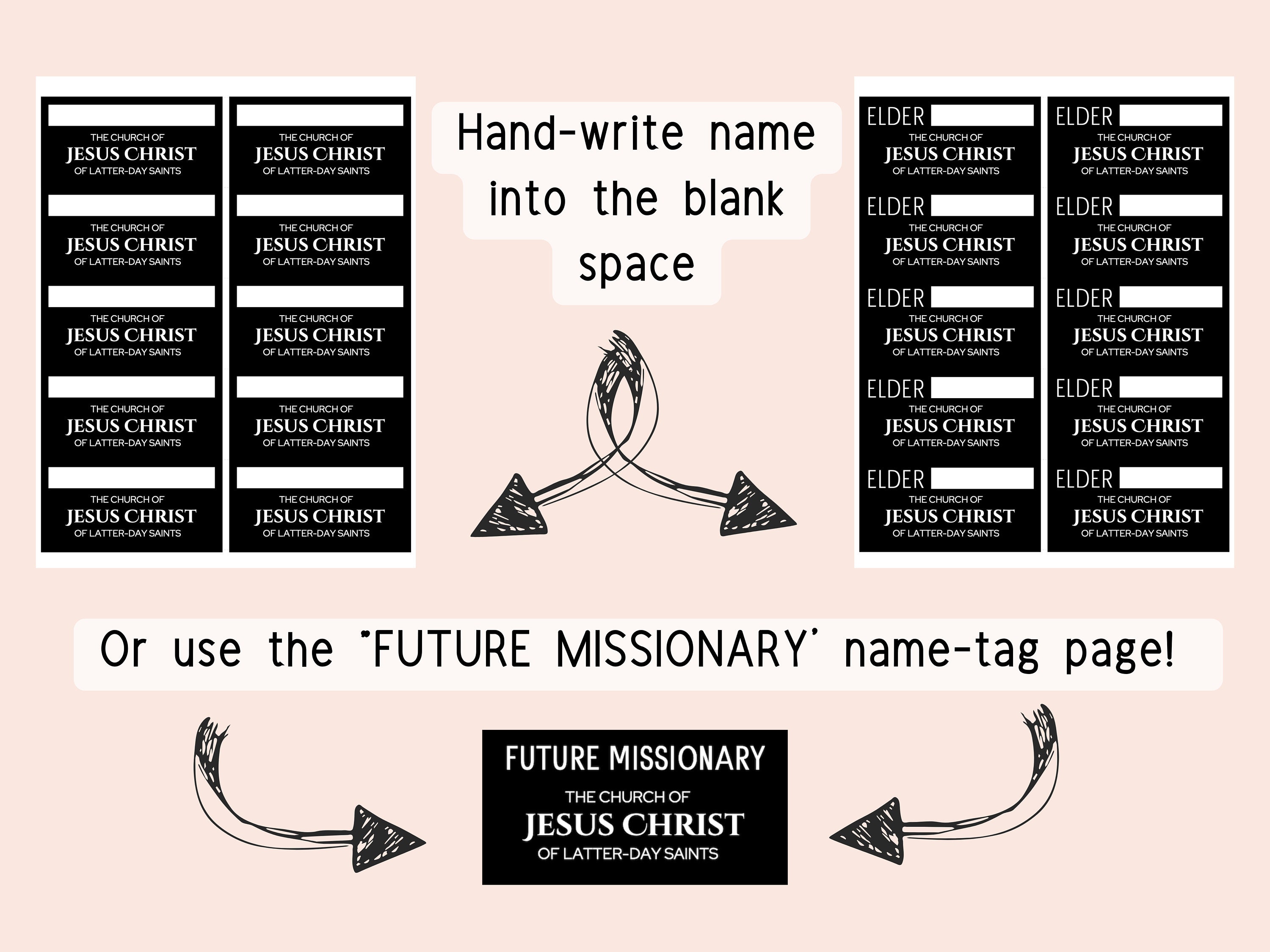Avery Label Stickers LDS Missionary Name Tags 18163 or 5163 Compatible
