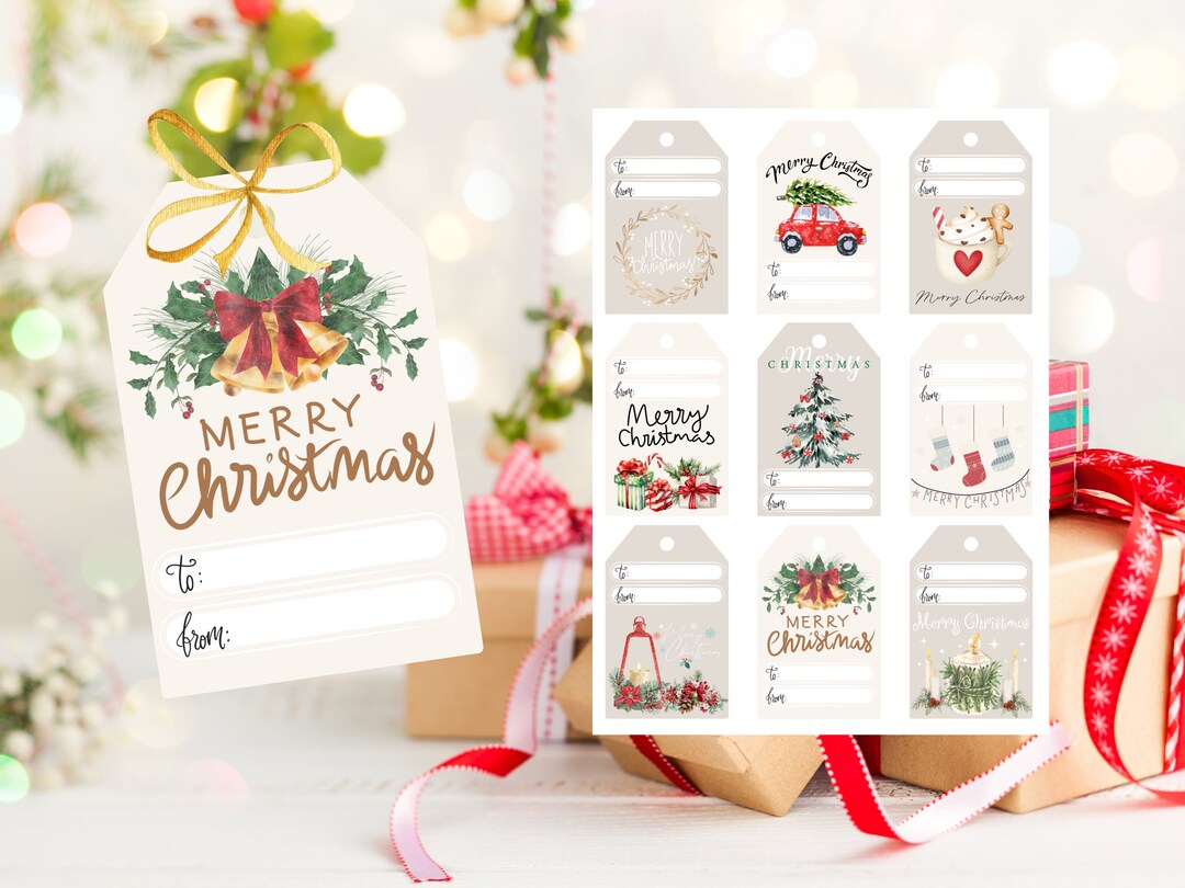 Holiday Christmas Gift Tags - Printable Xmas Present Labels - Digital ...