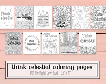 Think Celestial Coloring Pages - LDS General Conference - Digital Download