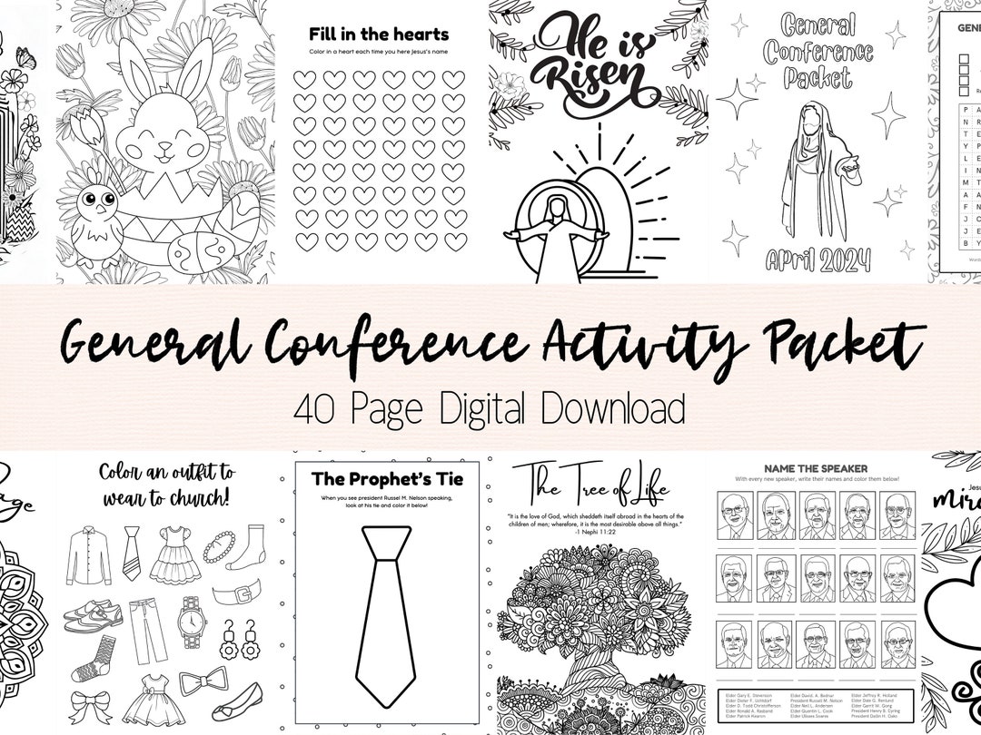General Conference Activity Packet - Digital Download - April 2024 - Primary and Youth - Coloring Activity Book Pages - Easter & Spring - Etsy for Free Printable General Conference Activities
