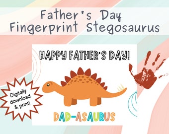 Stegosaurus Fingerprint Father's Day Activity - Personalized Gift - Digital Download