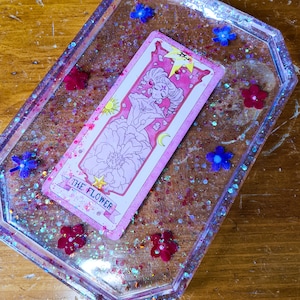 Sakura-kaartlade, Cardcaptor-displaylade, placemat bloemhars, Clow-kaartsnuisterijschaal, schaal anime-sieraden, vierkante harsdranklade