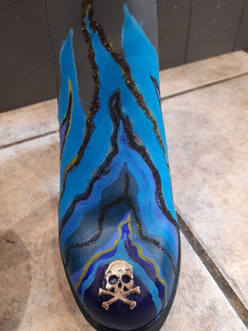 Grey Ankle Boots Blue Flame Shoes Combat Boots Disney Etsy