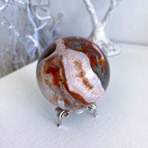 Kula z karneolu i agatu mszystego – Zdobądź dokładny przedmiot – Kryształ odwagi – Siła – Ochrona – Czakra korzenia, sakralna, splotu słonecznego