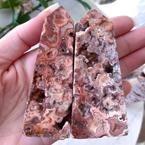 Druzy Pink Crazy Lace Agate Towers - You Choose - Happy - Soothing - Mood Lifter- Crystal Therapy - Self-care Stone - Yellow Crystal