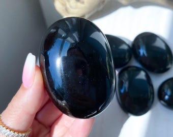 Black Obsidian Palm Stone