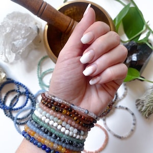 HEALING 4mm Stone Bracelets - Angelite - Green Aventurine - Rose Quartz - Yellow Jade - Lapis - Shungite - Tigers Eye - Super Seven