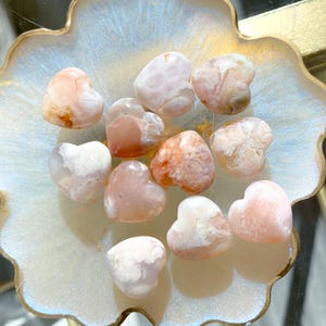 Mini Blümchen Achat Puffy Herz