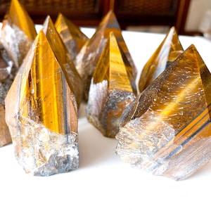 LUCKY Tigers Eye Point Top Polish - Protection - Clarity - Empowerment - Integrity - Willpower - Practicality - Courage - Strength