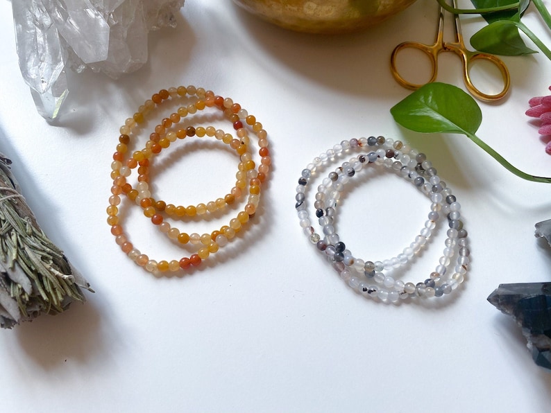 HEALING 4mm Stone Bracelets - Angelite - Green Aventurine - Rose Quartz - Yellow Jade - Lapis - Shungite - Tigers Eye - Super Seven
