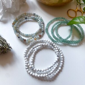 HEALING 4mm Stone Bracelets - Angelite - Green Aventurine - Rose Quartz - Yellow Jade - Lapis - Shungite - Tigers Eye - Super Seven