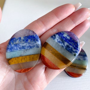 CHAKRA Worry Stone - Balance Energy - Amethyst, Lapis, Green Aventurine