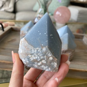 Angelite Crystal Point - Top Polish - Imperfect Crystal - Spiritual Awareness - Communication - Lucid Dreaming Stone