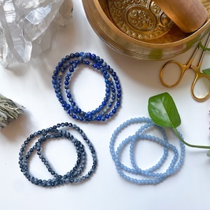 HEALING 4mm Stone Bracelets - Angelite - Green Aventurine - Rose Quartz - Yellow Jade - Lapis - Shungite - Tigers Eye - Super Seven