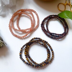 HEALING 4mm Stone Bracelets - Angelite - Green Aventurine - Rose Quartz - Yellow Jade - Lapis - Shungite - Tigers Eye - Super Seven