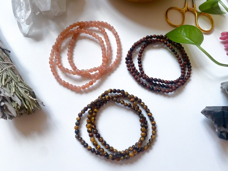 HEALING 4mm Stone Bracelets - Angelite - Green Aventurine - Rose Quartz - Yellow Jade - Lapis - Shungite - Tigers Eye - Super Seven