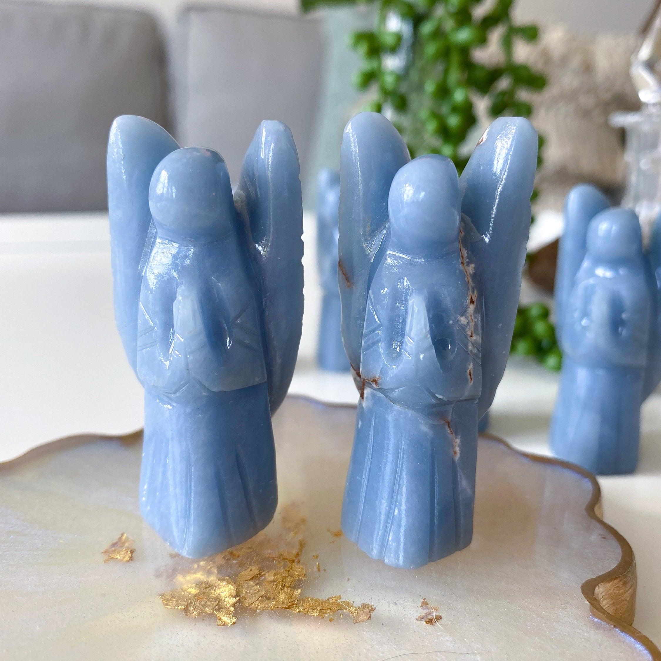 Imperfect Angelite Statue Angel - 2" Angel - Psychic Abilities - Spiritual Awareness - Communication - Lucid Dream - Angelic Connection