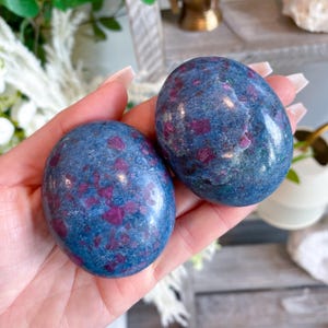Kyanite with Ruby Palm Stone - Calming - Communication - Intuition