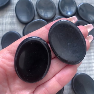 Black Tourmaline Worry Stone - Energetic Protection - EMF Purify - Energy Vampire Safety - Purification - Balance - Grounding Crystal