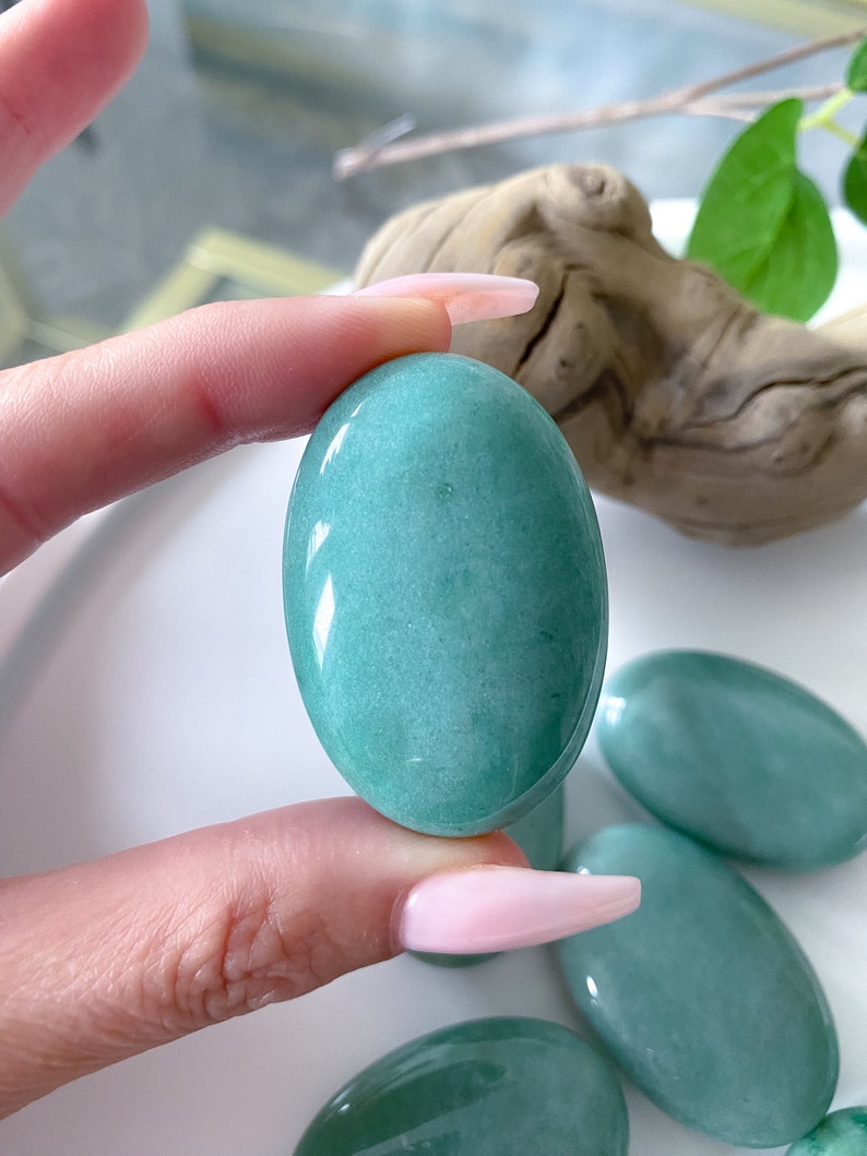 Light Green Aventurine Small Palm Stone Health Achievement Success