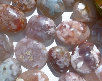 A Quality Flower Agate Pebble Tumble Stones - Cherry Blossom - Cheerful - Happy - Spiritual Growth - New Beginnings