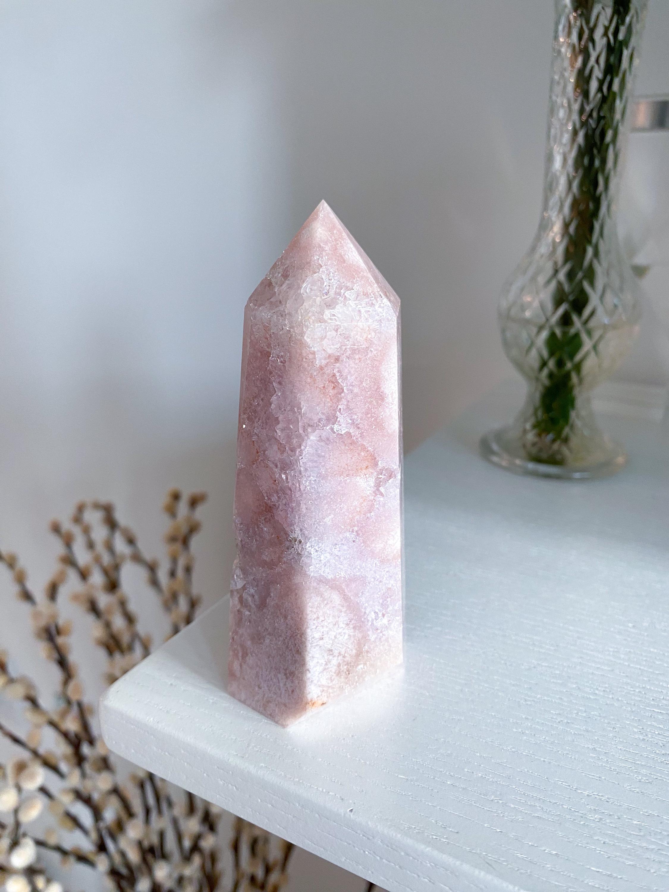 大きなアメジストフラワーアゲートタワー 4.5インチ - ピンクパープル