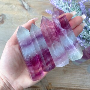 FUN Watermelon Fluorite Tower - 3 inches - Rainbow Fluorite Tower - Green Purple Fluorite - Intellect - Protection - Visions - 3"