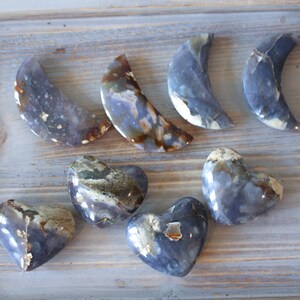 CALMING Purple Chalcedony Heart or Moon - Moon Carving - Heart Carving