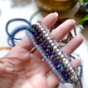 HEALING 4mm Stone Bracelets - Angelite - Green Aventurine - Rose Quartz - Yellow Jade - Lapis - Shungite - Tigers Eye - Super Seven