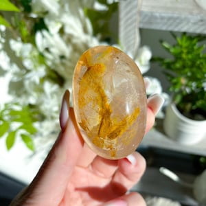 Gentle Golden Healer Quartz Palm Stone - Get One Per Order
