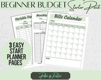 Budget Planner Starter Pack, Beginner Budget Printable, Budget Tracker