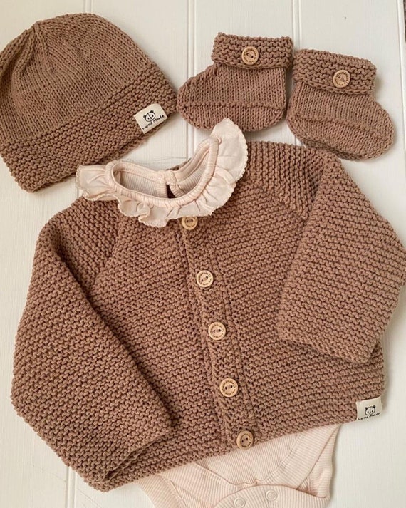 Taupe Baby Cardigan Set Taupe Baby Cardigan Set