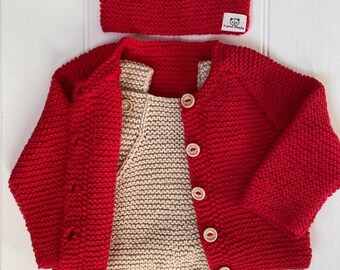 Baby Gift, Baby Shower Gift, Baby Cardigan, Baby Cardigan, hat & booties, Baby hat, Hand Knitted baby clothes, Handmade, Scottish knitting