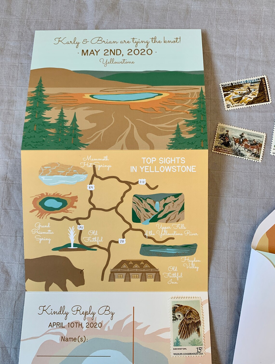 Custom Yellowstone Folding Wedding Invitation Tri Fold Etsy