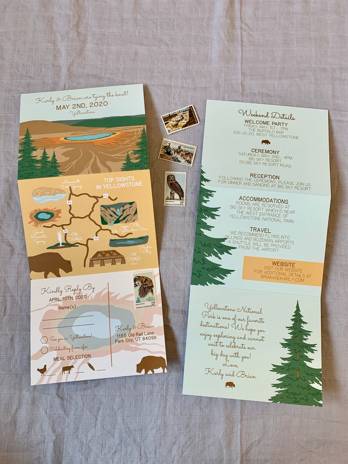 Custom Yellowstone Folding Wedding Invitation Tri Fold Etsy