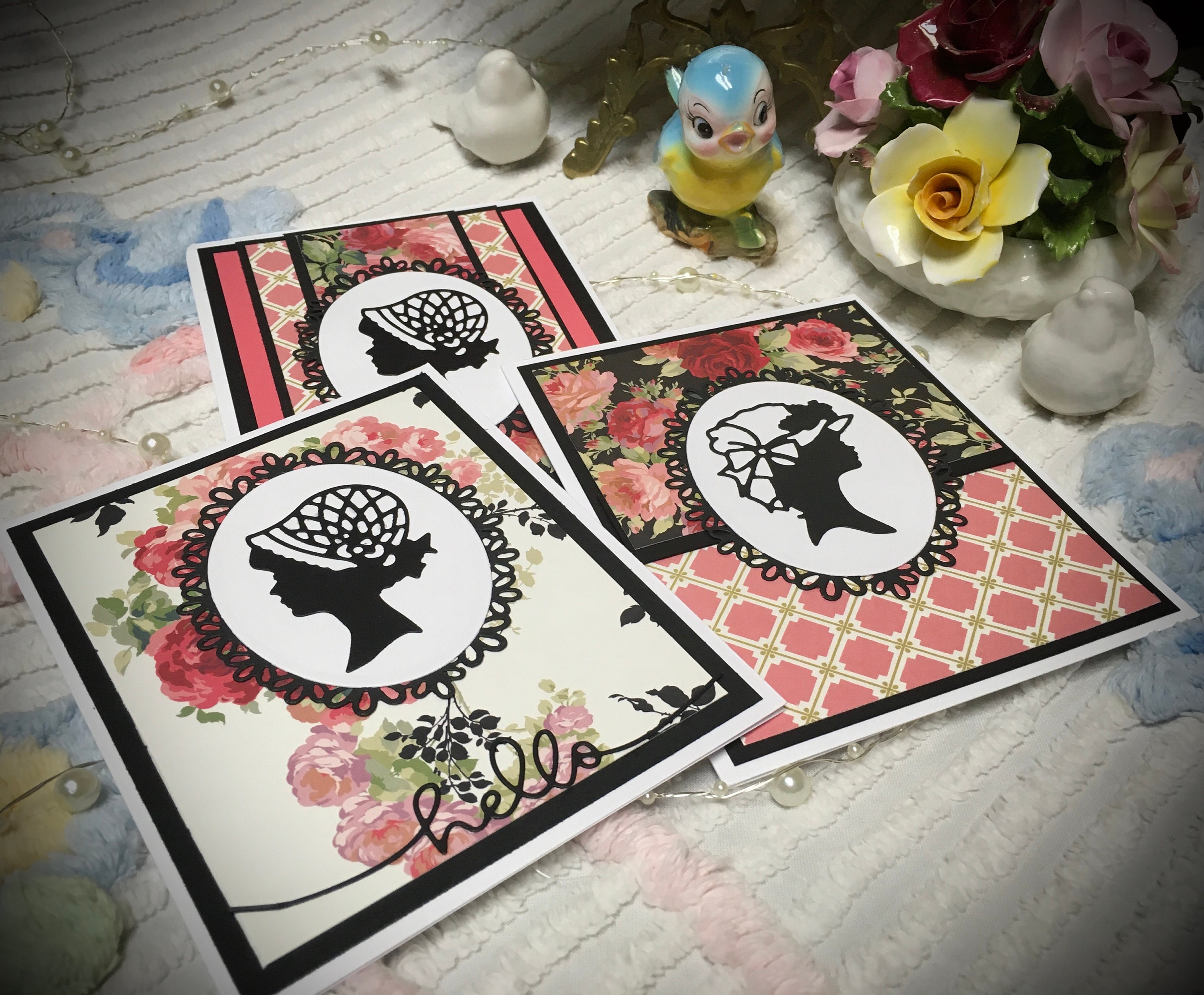 Anna Griffin Roses. Elegant Cameo Victorian Handmade Blank Etsy