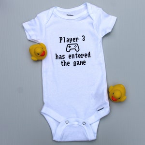Custom Baby Onesie "Player 3 has entered the game" | Personalized Baby Announcement, Baby Shower, or New Baby Gift | FREE Shipping in Canada