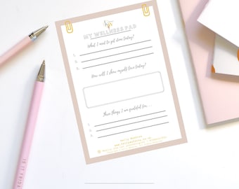 Mental Wellness Notepad, Daily Gratitude and Self-Love Prompts