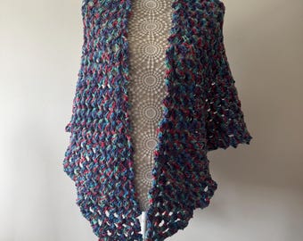 Crochet Shawl Multi-Coloured Neon