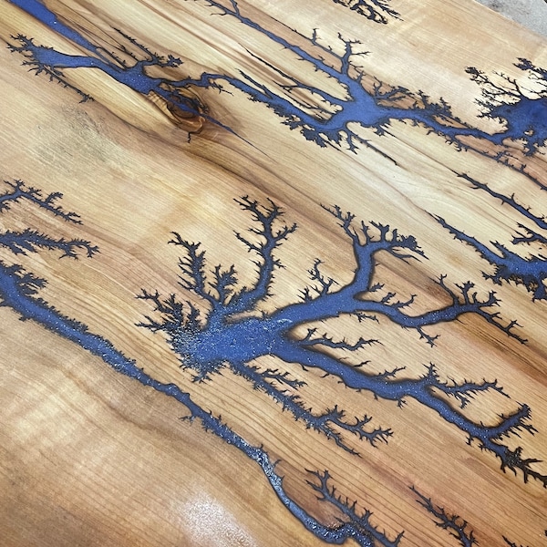 Art fractal en bois ou plateau rasant Lichtenberg ou même idée parfaite pour une table/bois électrocuté fait main | Brûlure fractale