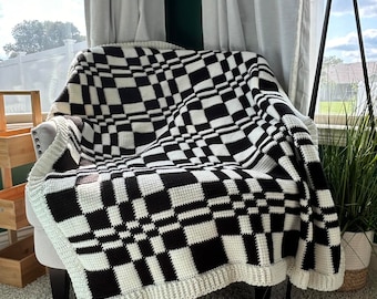 Wavy Checker Tunisian Entrelac Crochet Pattern
