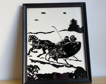 Vintage Framed Silhouette on Glass