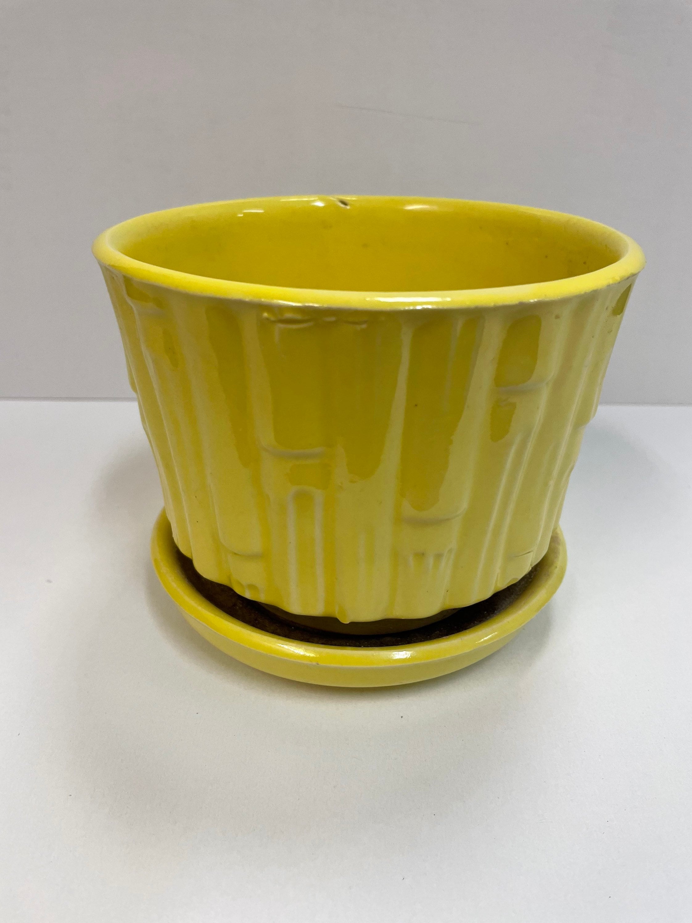 Vintage 40s McCoy Yellow Basket Weave Flower Pot Planter Free Shipping –  Past Life Vintage