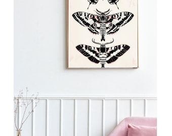 Black and White Butterfly Art | Nature-Inspired Poster | Indie Butterfly Print | Minimalist Wall Art | Pink Accent Digital Download
