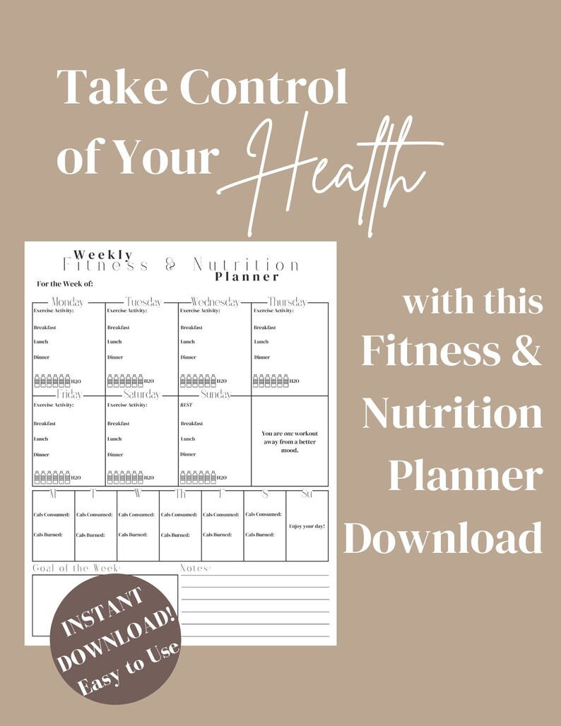 Aesthetic Week at a Glance Chore Budget Fitness & Nutrition - Etsy