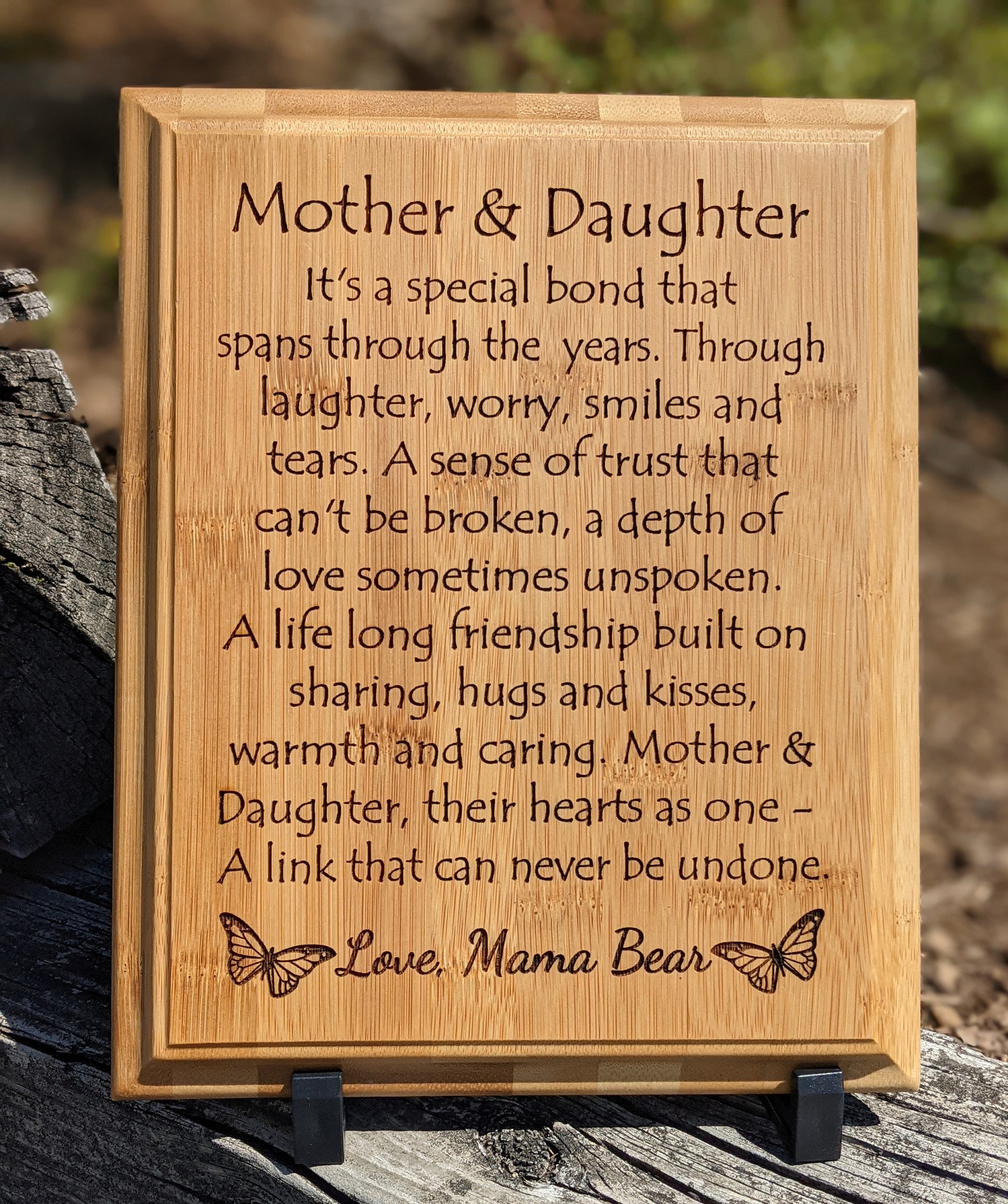 Mother Daughter Personalized Engraved 8x10 Bamboo Etsy