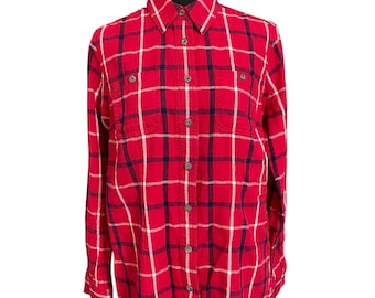 Camisa de franela a cuadros rojos con botones para hombre de Duluth Reading Co.