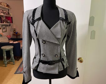 Capacity Unlimited Houndstooth Double-Breasted Blazer with Belt