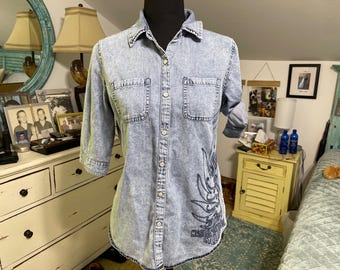 Chemise d'équitation légère en jean Harley-Davidson pour femmes/Taille supérieure Small